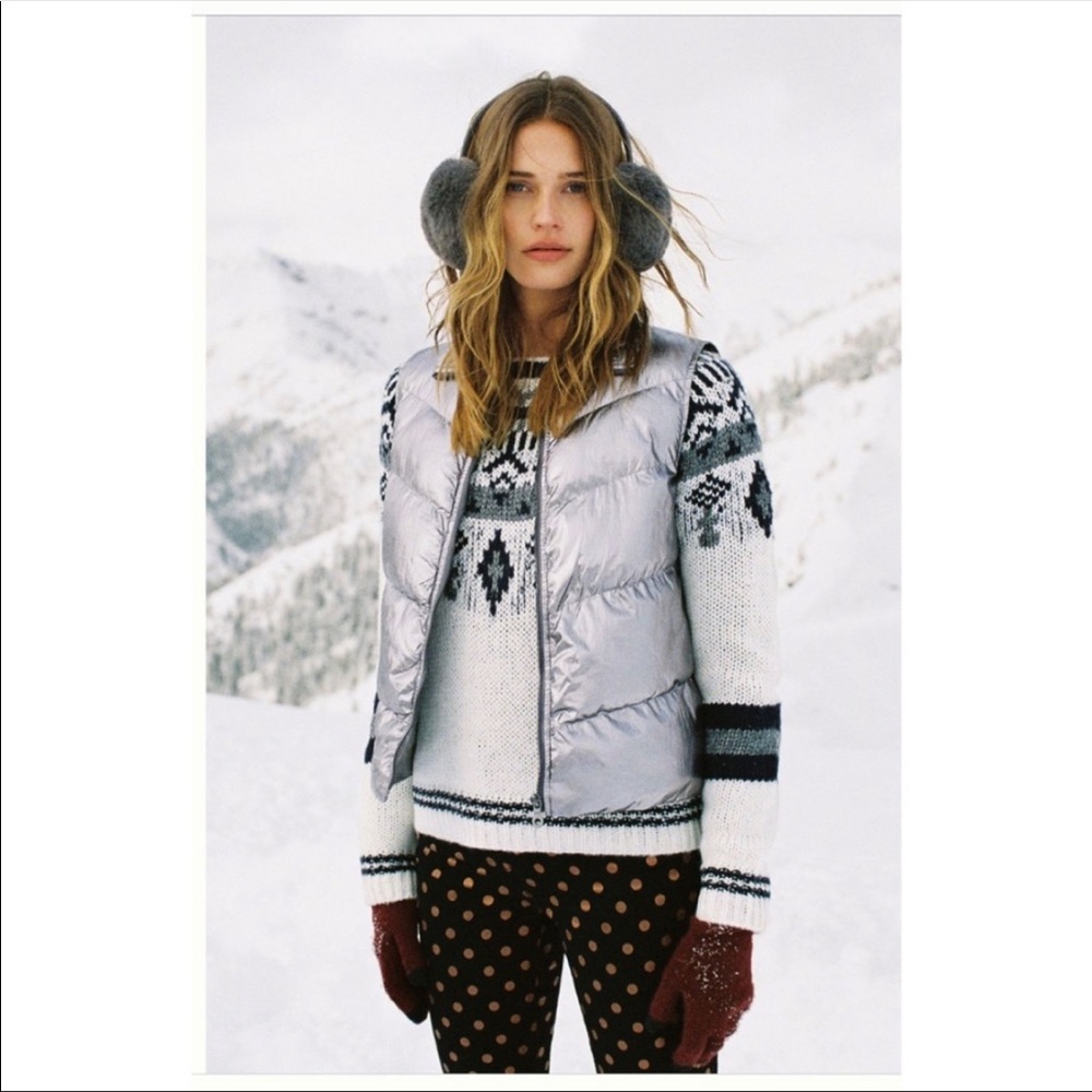 NWOT Anthropologie silver metallic puffer vest size S